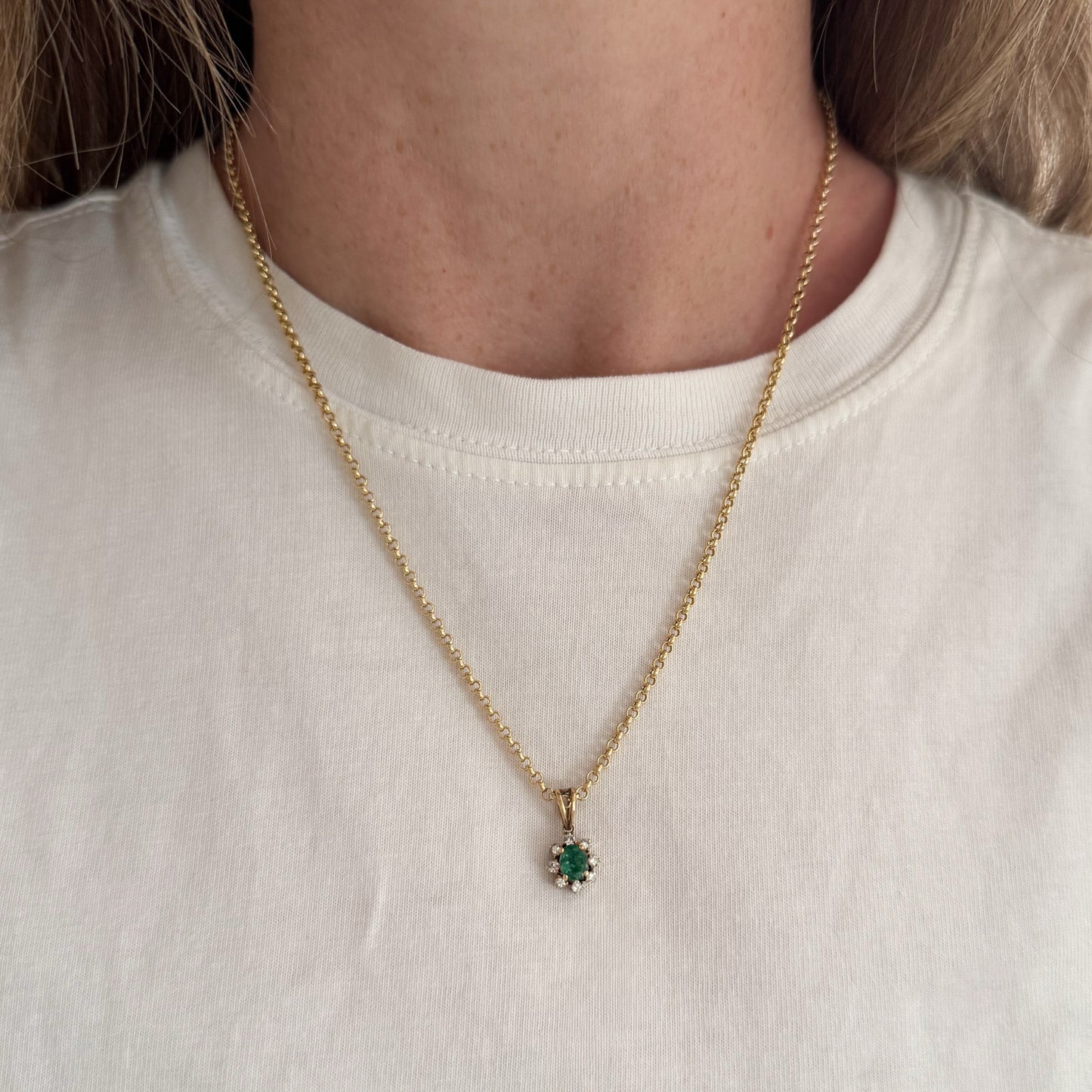 Flower Emerald and Diamond Pendant