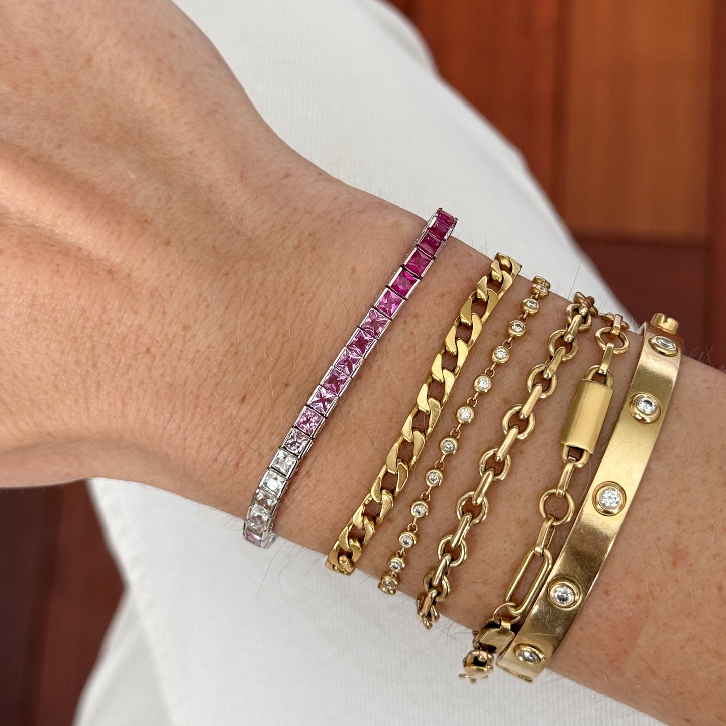 Natural Pink Sapphire Ombré Bracelet