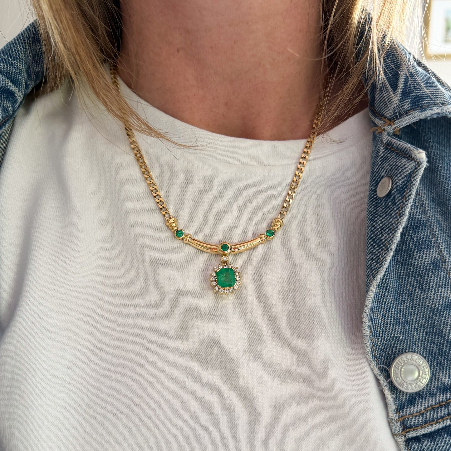 Emerald and diamond necklace