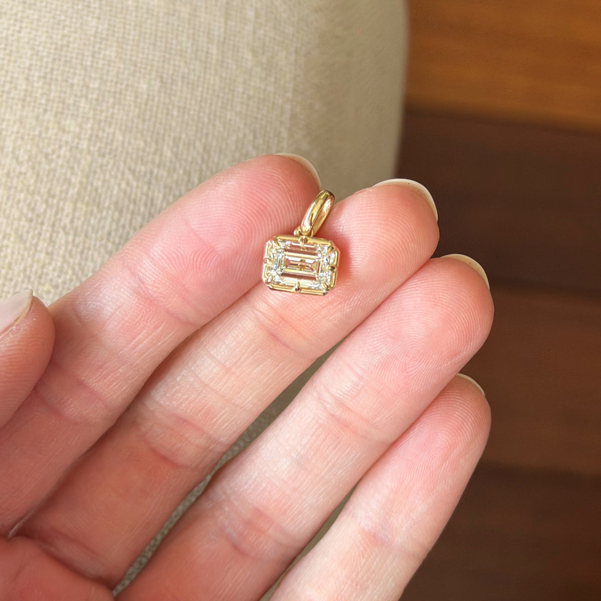 Lab Emerald Cut Diamond Pendant
