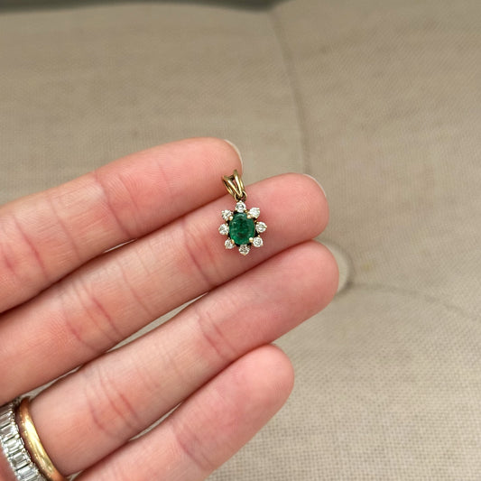 Flower Emerald and Diamond Pendant