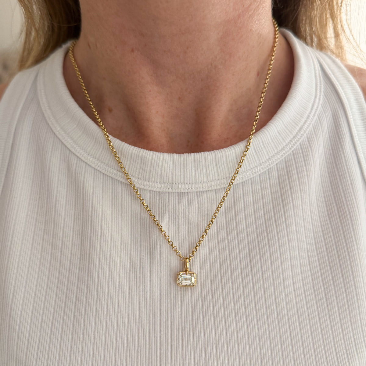 Lab Emerald Cut Diamond Pendant