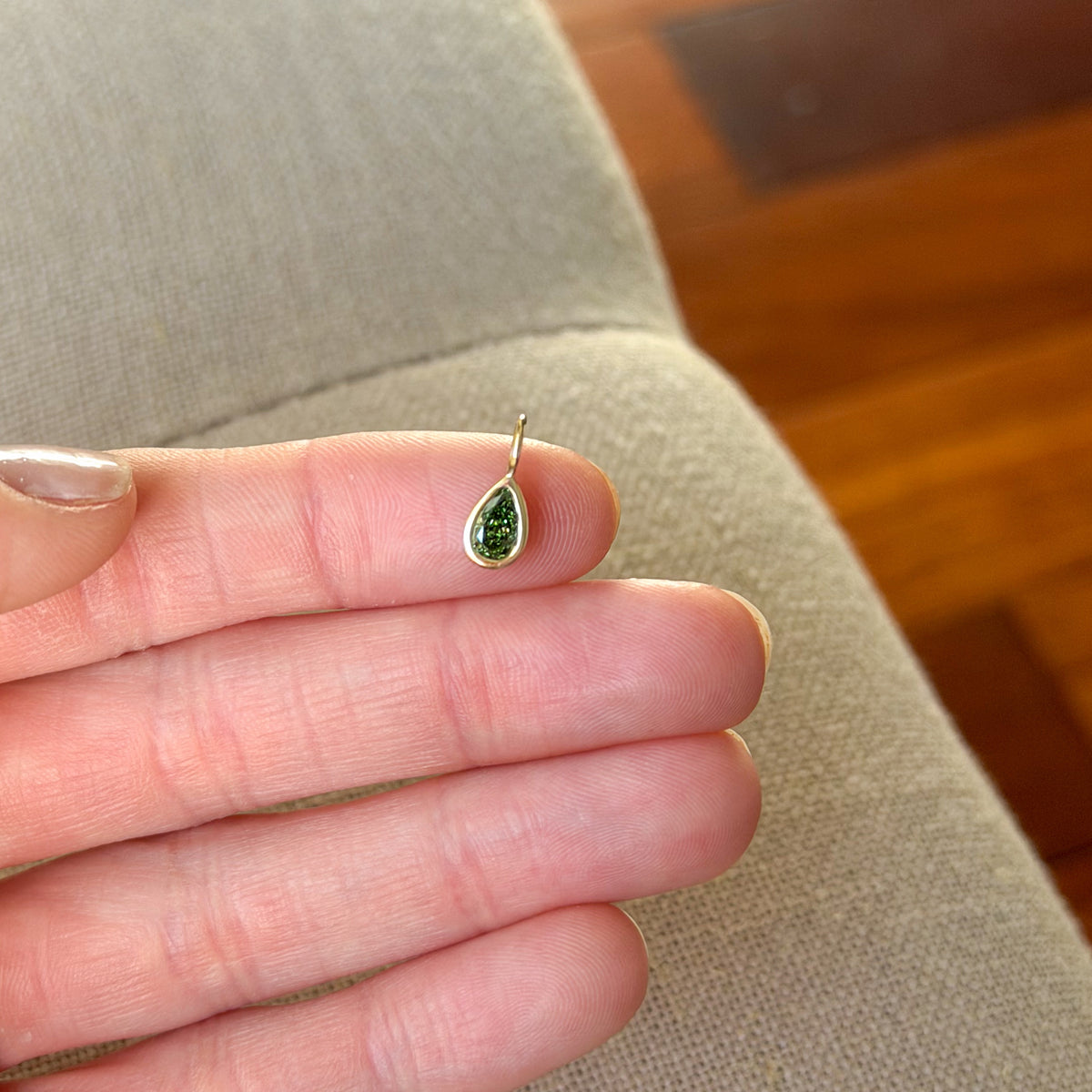 Lab Green Diamond Charm