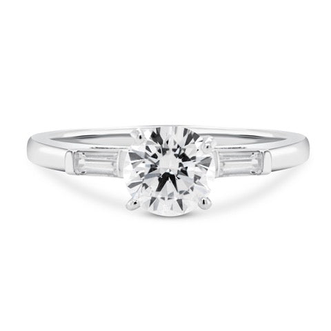 Classic Baguette Accent Lab Diamond Engagement Ring